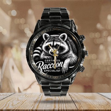 Discover Certified Raccoon Specialist Calendar Steel Band Watch