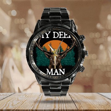 Discover My DEER Man Hunting Couples Hunter Lovers Elk Calendar Steel Band Watch