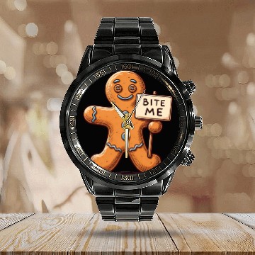 Discover Sassy Gingerbread Man Calendar Steel Band Watch