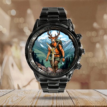 Discover Deer hiking / mountaineering deer Calendar Steel Band Watch