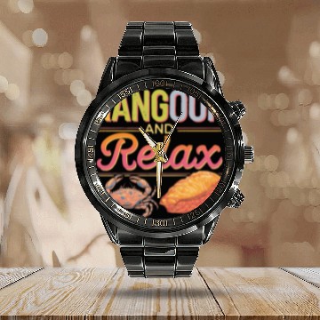 Discover Crab Rangoon Lover American Chinese Sea Food Calendar Steel Band Watch
