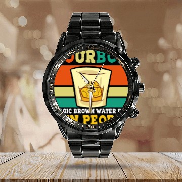 Discover Bourbon Magic Brown Water For Fun People - Whiskey Calendar Steel Band Watch