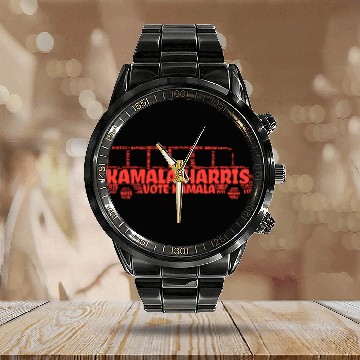 Discover Vote for Kamala Harris Bus Calendar Steel Band Watch
