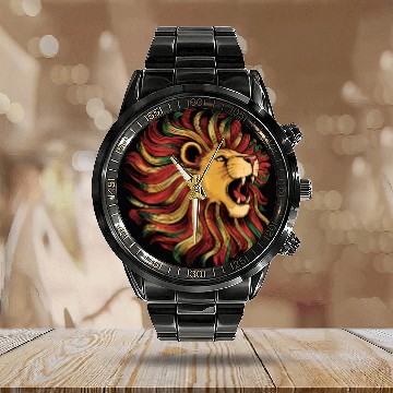 Discover I'm black History powerful African Lion Juneteenth Calendar Steel Band Watch