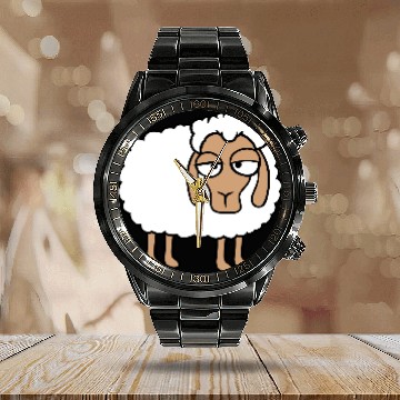 Discover Sheep Tired Bored Look Little Sweet Lamb Bad Mood Calendar Steel Band Watch