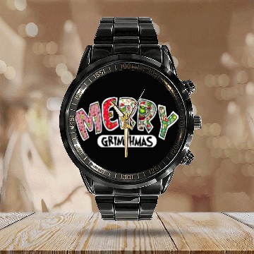 Discover Merry Grin Happy Christmas Calendar Steel Band Watch