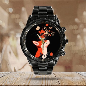 Discover Blooming Fox Portrait Calendar Steel Band Watch