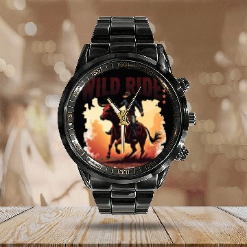 Discover Quote rodeo cowboy - Great gift idea funny design Calendar Steel Band Watch