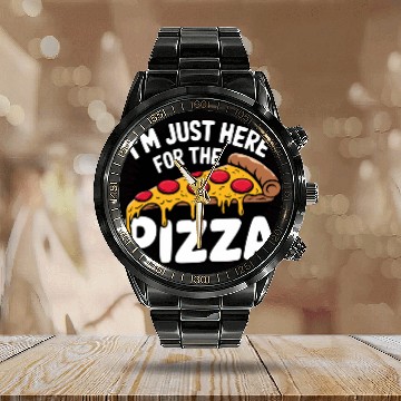 Discover pizza national day celebrating Calendar Steel Band Watch