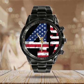 Discover 45 47 President Donald Trump Calendar Steel Band Watch