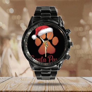 Discover Santa Paws Christmas Calendar Steel Band Watch, Cute Pet Lovers Holid