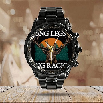 Discover Long Legs x Big Racks Deer Hunting Elk Hunter Calendar Steel Band Watch