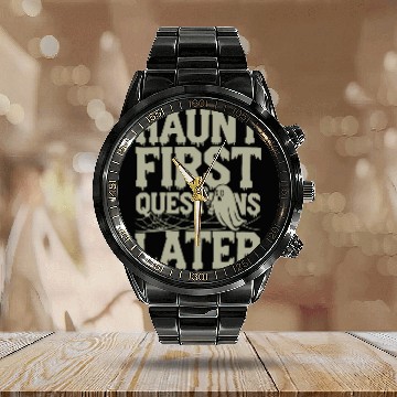 Discover Paranormal Comedy Funny Ghost Humor Lighthearted Calendar Steel Band Watch