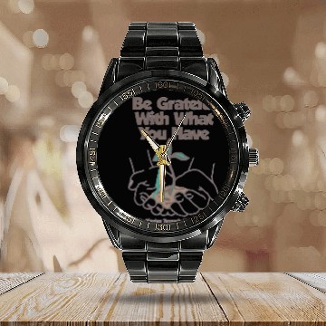 Discover Be Grateful: Inspirational Nature Calendar Steel Band Watch