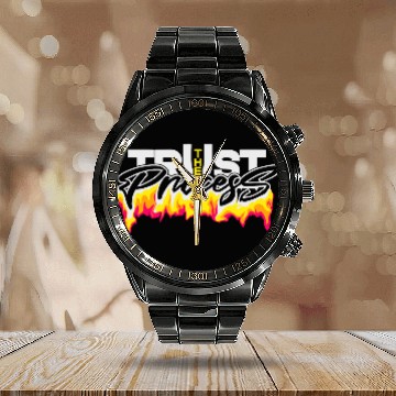 Discover Trust the process typography design Calendar Steel Band Watch