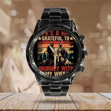 Discover Life s a Hike Grateful to Journey with My Wife Calendar Steel Band Watch