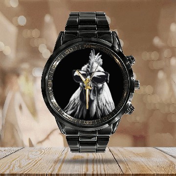 Discover Cool Sunglasses Rooster Funny Farm Animal Lovers Calendar Steel Band Watch