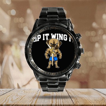 Discover Rip It Wing It Funny Workout Humor Gym Sayings Calendar Steel Band Watch