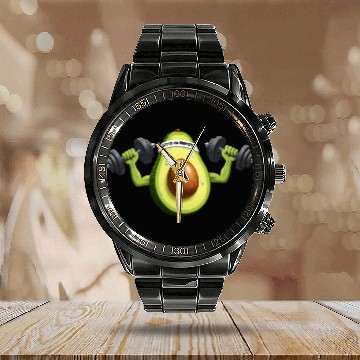 Discover Avocado Fitness Calendar Steel Band Watch