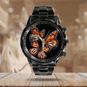 Discover Monarch Butterflies Butterfly Lover Lepidopterist Calendar Steel Band Watch