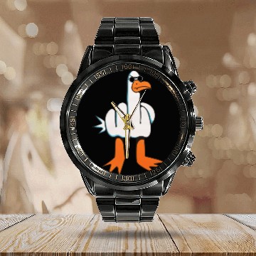 Discover Rude Seagull Design Unis Funny Rude Seagulls Gift Calendar Steel Band Watch