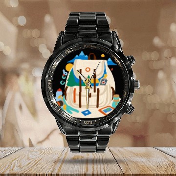 Discover Adventure Awaits - Explore the World Calendar Steel Band Watch