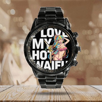 Discover I Love My Hot Waifu - Fun and Bold Anime Art Calendar Steel Band Watch