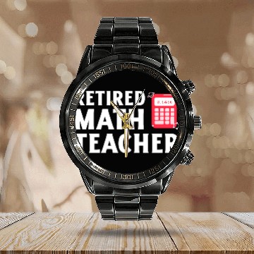 Discover Retired Math Teacher 2025 Fun Calculator Design Calendar Steel Band Watch