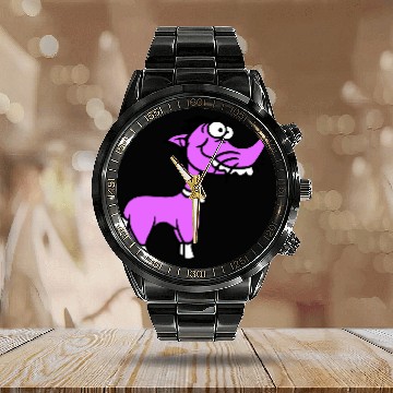 Discover Dog Standing Stupid Guy Funny Crazy Mad Weird Cool Calendar Steel Band Watch
