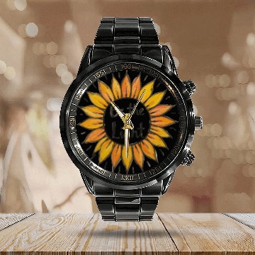 Discover Be the Light Sunflower Calendar Steel Band Watch
