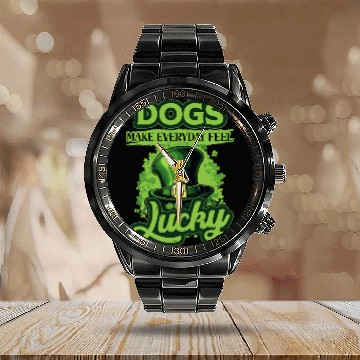 Discover St Patricks Day Dogs Make Everyday Feel Lucky Calendar Steel Band Watch