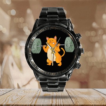 Discover Funny Cat design Workout Gym Womens mother's day Calendar Steel Band Watch
