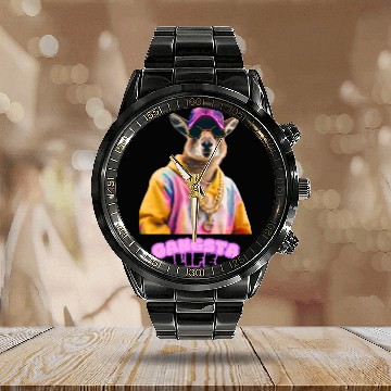 Discover Gangsta life kangaroo Calendar Steel Band Watch