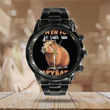 Discover Je M'en Fous Je Suis Un Capybara - Sweet Capybara Calendar Steel Band Watch