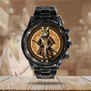 Discover Japanese Samurai Cat Tattoo Kawaii Cat Art Anime Calendar Steel Band Watch