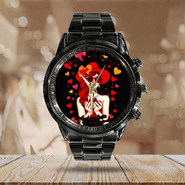 Discover "Love is in the air, and chocolate is on my mind." Calendar Steel Band Watch