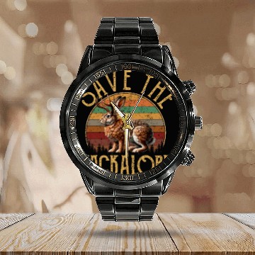 Discover Save The Jackalope, Vintage Retro Camping Lover Ja Calendar Steel Band Watch