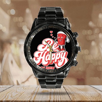 Discover Be Happy - Carpe Diem - Seize The Day Motivational Calendar Steel Band Watch