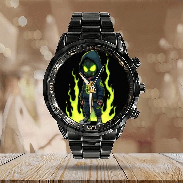 Discover Toxic Menace - Radioactive Streetwear Warrior Calendar Steel Band Watch