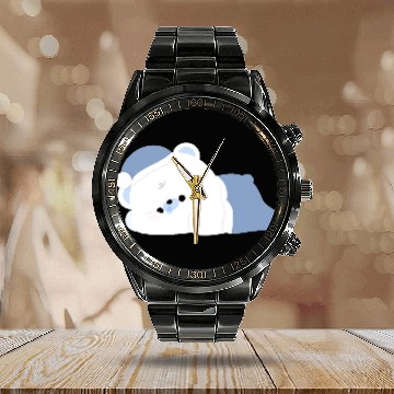 Discover Tired Polar Bear Calendar Steel Band Watch