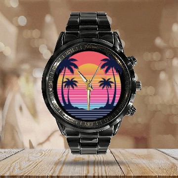 Discover Futuristic Sunset Calendar Steel Band Watch