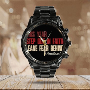 Discover Faith Over Fear – Step Out in Faith 2025 Calendar Steel Band Watch