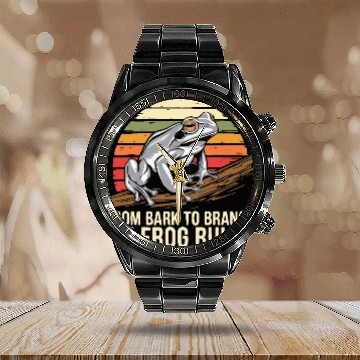 Discover Gray Tree Frog Lover Animal Amphibian Froggy Toad Calendar Steel Band Watch