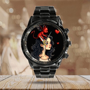 Discover Love devil Calendar Steel Band Watch