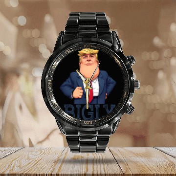 Discover Bigly Trump Calendar Steel Band Watch