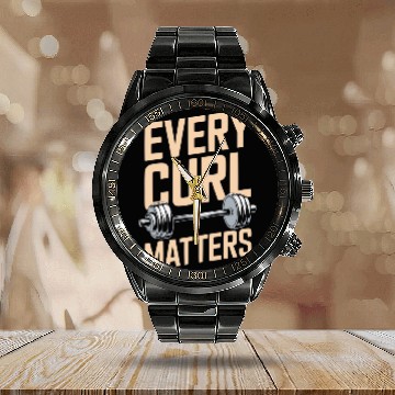 Discover Hammer Curls Bodybuilding Fitness Workout Gym Calendar Steel Band Watch