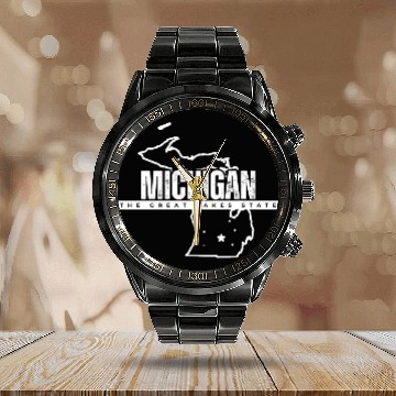 Discover MICHIGAN THE GREAT LAKES STATE SAILING STRONG IN T Calendar Steel Band Watch
