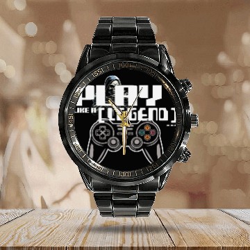 Discover Play Like a Legend Gamer Calendar Steel Band Watch