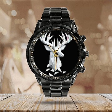 Discover Geometric Deer Head - Nature and Elegance Calendar Steel Band Watch