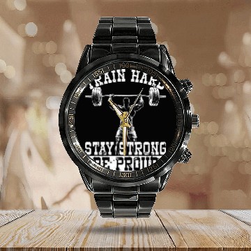 Discover Train Hard Stay Strong Be Proud Gym Motivation Calendar Steel Band Watch
